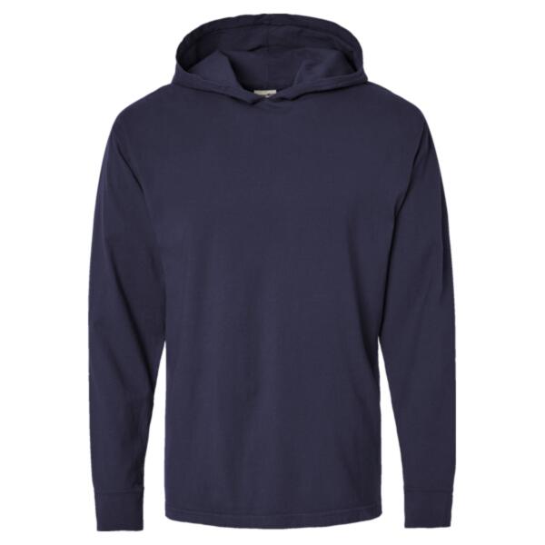Unisex Garment-Dyed Jersey Hooded Long Sleeve T-Shirt Thumbnail