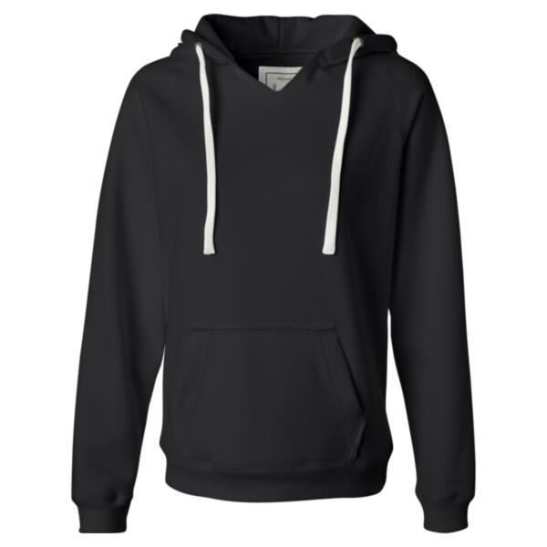 Women's Sueded V-Neck Hooded Sweatshirt Thumbnail